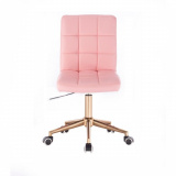 Kosmetická židle TOLEDO na zlaté podstavě s kolečky - růžová