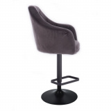 Barová židle ANDORA VELUR  na černém talíři - šedá