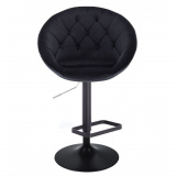 Barová židle VERA VELUR na černém talíři - černá