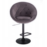 Barová židle VERA VELUR na černém talíři - šedá
