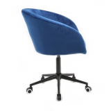 Kosmetická židle VENICE VELUR na černé podstavě s kolečky - modrá