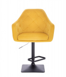 Barová židle ANDORA VELUR  na černé podstavě - žlutá