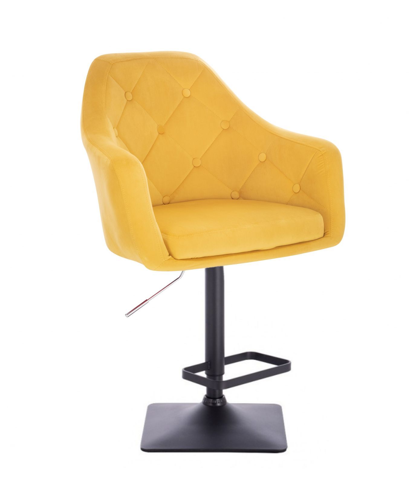 Barová židle ANDORA VELUR  na černé podstavě - žlutá