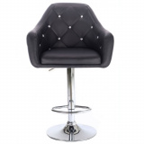 Barová židle ROMA na stříbrné kulaté podstavě - černá