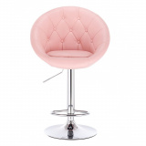 Barová židle VERA na stříbrné kulaté podstavě - růžová