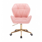 Kosmetická židle MILANO MAX na zlaté podstavě s kolečky - růžová