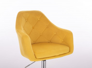 Barová židle ANDORA VELUR na stříbrném talíři - žlutá