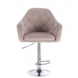 Barová židle ROMA VELUR na stříbrném talíři - světle šedá