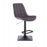 Barová židle PARIS VELUR na černé podstavě - šedá