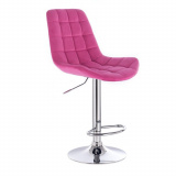 Barová židle PARIS VELUR na stříbrném talíři - růžová