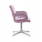 Kosmetická židle BOSTON VELUR na stříbrném kříži - fialový vřes
