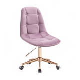 Kosmetická židle SAMSON VELUR na zlaté podstavě s kolečky - fialový vřes