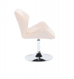 Kosmetická židle MILANO VELUR na stříbrném talíři - krémová