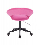 Kosmetická židle NAPOLI VELUR na černé podstavě s kolečky - růžová