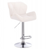  Barová židle MILANO VELUR na stříbrném talíři - bílá