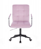 Kosmetická židle VERONA VELUR na černé podstavě s kolečky - fialový vřes