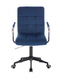 Kosmetická židle VERONA VELUR na černé podstavě s kolečky - modrá
