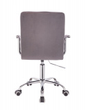 Kosmetická židle VERONA VELUR na stříbrné podstavě s kolečky - tmavě šedá