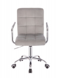 Kosmetická židle VERONA VELUR na stříbrné podstavě s kolečky - světle šedá