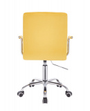 Kosmetická židle VERONA VELUR na stříbrné podstavě s kolečky - žlutá
