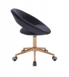 Kosmetická židle NAPOLI VELUR na zlaté podstavě s kolečky - černá