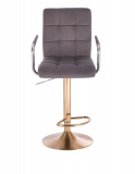 Barová židle VERONA VELUR na zlatém talíři -  tmavě šedá