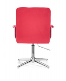 Kosmetická židle VERONA VELUR na stříbrném kříži - červená