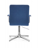 Kosmetická židle VERONA VELUR na stříbrném kříži - modrá