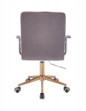 Kosmetická židle VERONA VELUR na zlaté podstavě s kolečky - tmavě šedá