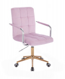 Kosmetická židle VERONA VELUR na zlaté podstavě s kolečky - fialový vřes