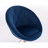 Barová židle VERA VELUR na zlatém talíři - modrá