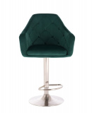 Barová židle ANDORA VELUR na stříbrném talíři - zelená