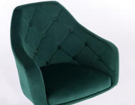 Barová židle ANDORA VELUR na stříbrném talíři - zelená