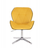Kosmetická židle MILANO MAX VELUR na stříbrném kříži - žlutá