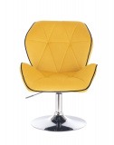 Kosmetická židle MILANO MAX VELUR na stříbrném talíři - žlutá