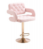 Barová židle  ADRIA VELUR na zlatém talíři - růžová
