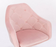 Barová židle ANDORA VELUR na stříbrném talíři - světle růžová