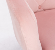 Kosmetické křeslo ANDORA VELUR na stříbrné podstavě s kolečky - světle růžové