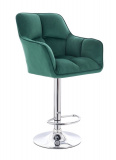 Barová židle AMALFI VELUR na stříbrném talíři - zelená