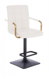 Barová židle VERONA GOLD na černé hranaté základně - bílá