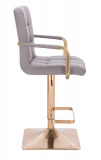 Barová židle VERONA GOLD na zlaté hranaté základně - šedá