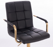 Kosmetická židle VERONA GOLD na zlaté podstavě s kolečky - černá
