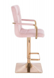 Barová židle VERONA GOLD VELUR na zlaté hranaté základně - růžová