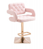 Barová židle ADRIA VELUR na zlaté hranaté podstavě - růžová