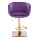 Barová židle MONTANA  VELUR na zlaté hranaté podstavě - fialová