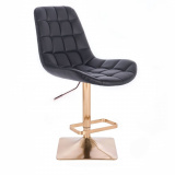 Barová židle PARIS na zlaté hranaté podstavě - černá