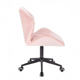 Kosmetická židle MILANO MAX VELUR na černé podstavě s kolečky - světle růžová