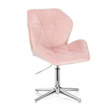 Kosmetická židle MILANO MAX VELUR na stříbrném kříži - světle růžová