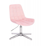 Kosmetická židle PARIS VELUR na stříbrném kříži - světle růžová