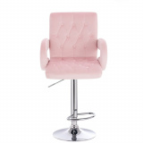  Barová židle BOSTON VELUR na stříbrném talíři - světle růžová